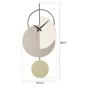 Madeco ceas decorativ de perete, metal 100% grosime 1.5mm, 68x31 cm, diametru 68 cm, mecanism silentios, pictat manual, gri - Verificat A · Re-Bloom - Img 4
