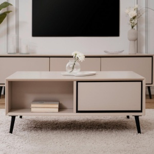 Masă de cafea dreptunghiulară Livetastic , neagră și nisip, 94/40/50 cm