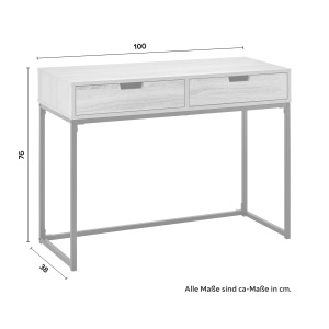 Masa tip consola Giorgia, lemn/metal, natur/negru, 100 x 38 x 76 cm