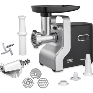 Masina de tocat Heinner MG-2100BKSL, Putere 2100W, Accesoriu rosii, Cutit Inox, Negru/Argintiu - Img 1