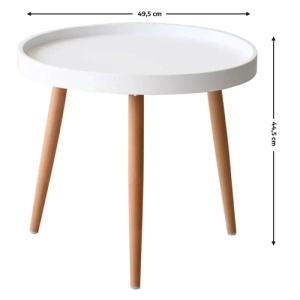 Masuta cafea rotunda, AB360, cadru lemn, blat polipropilena, 49.5x44.5 cm, alb - Img 2