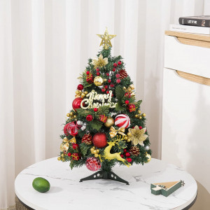 Mini brad de Craciun Reakoo, PVC, multicolor, 60 cm