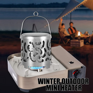 Mini incalzitor pentru camping Aloskart, otel inoxidabil, argintiu, 10,9 x 10,2 cm - Img 3