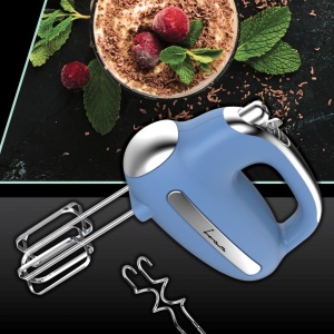 Mixer de mana Fram FHM-3005BL, Putere 300W, 5 Viteze + Turbo, Teluri si carlige inox, Bleu - Img 4