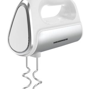 Mixer de mana Heinner HM-DC800WH, Putere 800W, Motor DC, 6 viteze + turbo, Alb cu decoratiuni inox