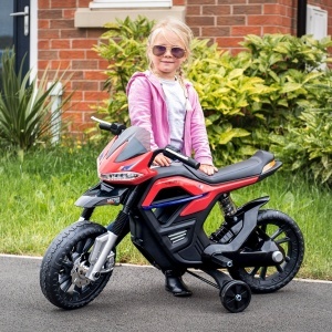 Motoreta electrica copii Re-Bloom, 6V 500mA, PP/metal, 105x52.3x62.3 cm, suspensie dubla, muzica+lumini, 3 km/h, autonomie 45 min, varsta 3-6 ani, 30 kg, rosu/negru - Verificat A · Re-Bloom - Img 2