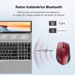 Mouse Bluetooth wireless TECKNET Alpha 3000 DPI,  5 niveluri reglabile, rosu