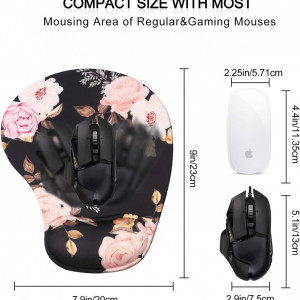 Mouse pad ergonomic cu suport gel pentru incheietura mainii iCasso, piele PU, multicolor, 20 x 23 cm - Img 6