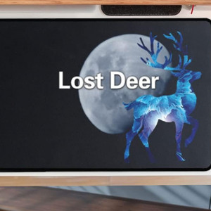 Mousepad Lost Deer, plastic/cauciuc, negru/gri/albastru, 80 x 30 cm