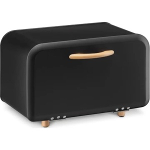 Navaris cutie paine fier/lemn fag, 35.2x23.5x23 cm, deschidere frontala magnetica pliabila, 1.4kg, negru - Verificat A · Re-Bloom