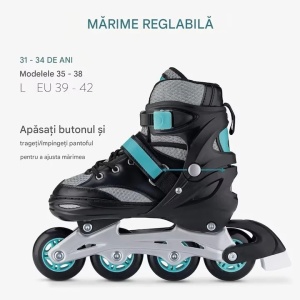 Navaris patine cu role reglabile, 4 roti poliuretan ABEC-7 70mm, marime 35-38, catarama push-lock + velcro, frana interschimbabila, unelte incluse, albastru - Verificat A · Re-Bloom - Img 5