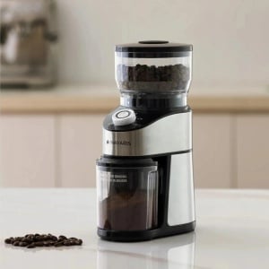 Navaris rasnita electrica cafea cu bavura conica, ABS/otel inoxidabil, 18x12.5x28 cm, discuri slefuit inox, argintiu/negru - Verificat A · Re-Bloom