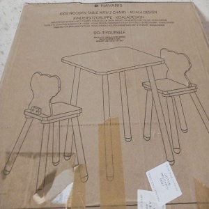 Navaris set masa + 2 scaune copii, MDF/lemn pin, masa 50x50x38cm + scaune 27x27x48cm, 15kg, capacitate 50kg, varsta 3+ ani - Verificat A · Re-Bloom - Img 3