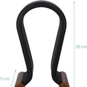 Navaris suport casti, piele ecologica PU/ABS/lemn/EVA, 26x16x11 cm, 500g, 2 autocolante rezerva EVA incluse, negru - Verificat B · Re-Bloom - Img 2