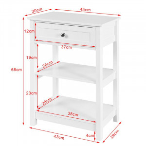 Noptiera Axton, MDF, alb, 68 x 45 x 30 cm - Img 2