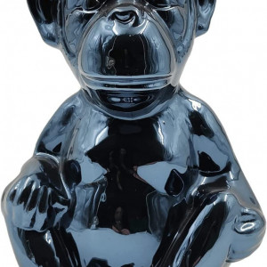 Obiect decorativ Casaido, model maimuta, negru, ceramica, 19,4 x 13,7 x 12 cm