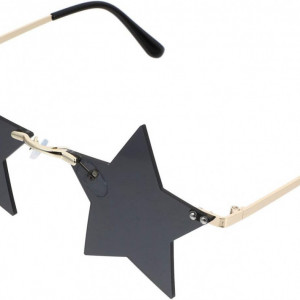 Ochelari pentru recuzita foto Jojofuny, metal/plastic, negru/auriu, 14 x 14,5 cm - Img 1
