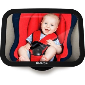 Oglinda auto supraveghere bebe, MyHappyRide, fixare tetiera, suport anti-alunecare, negru, Resigilat, Grad A - Img 1