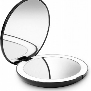 Oglinda de machiaj luminata Fancii, LED, negru, 1X/10 X, 12,7 cm - Img 1