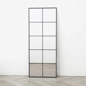 Oglinda de perete Naquasia, sticla/metal, negru, 150 x 60 cm