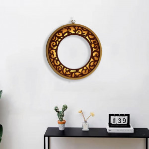 Oglinda decorativa pentru perete Hosoncovy, LED, metal/sticla, auriu/negru, 30 cm