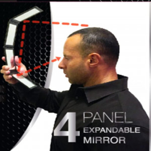 Oglinda pliabila cu patru placi Hosoncovy, sticla/plastic, negru, 7 x 13 cm 