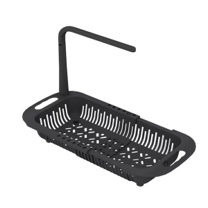 Organizator extensibil pentru chiuveta Fufre, plastic, negru, 17,8 x 27 x 34-44 cm