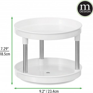 Organizator pentru baie mDesign, plastic, alb/argintiu, 18,5 x 23,4 cm - Img 2