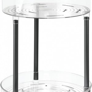 Organizator pentru baie mDesign, plastic, transparent/negru, 28.2 x 28.2 x 34.3 cm