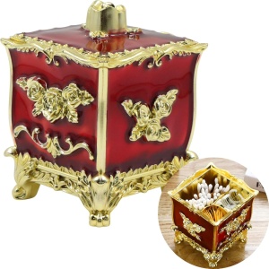 Organizator pentru cosmetice Mimzemamz, metal/plastic, auriu/rosu, 10 x 10 x 10 cm