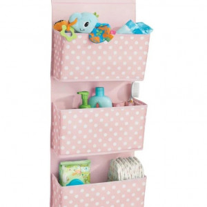 Organizator suspendat mDesign, textil, alb/roz, 91 x 13 x 11,4 cm