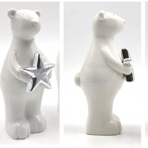 Ornament de ceramica urs polar Casaido, alb, 9 x 8 x 18 cm - Img 3