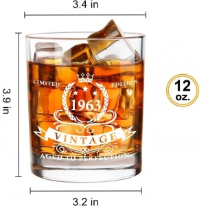 Pahar de whisky cu cutie cadou Lighten Life, sticla/lemn, transparent, 360 ml - Img 3