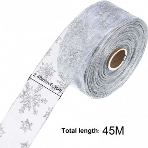 Panglica Boao, textil, argintiu/albastru, 6,3 x 450 cm - Img 5