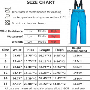 Pantaloni de schi pentru copii Balipig, poliester/poliacid/bumbac, albastru, 145 cm - Img 3