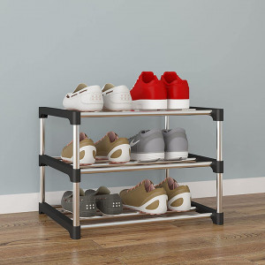 Pantofar cu 3 nivele NIAWECAN, aliaj de otel / plastic, negru/argintiu, 42 x 25 x 38 cm cm - Img 4