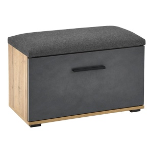 Pantofar tip Taburete HM Lima ST2, Pal Melaminat, 2 rafturi, tapiterie stofa, stejar wotan - antracit - Img 1