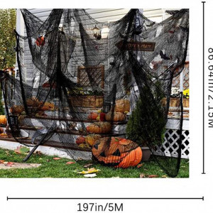 Panza decorativa pentru Halloween LIDEYE, poliester, negru, 215 x 500 cm - Img 4