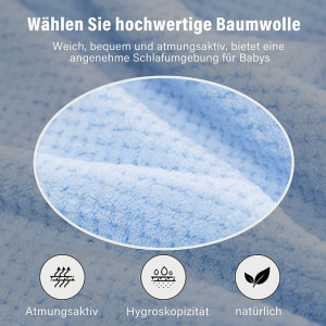 Patura pentru bebelusi MINIMOTO, textil, albastru, 70 x 140 cm - Img 7