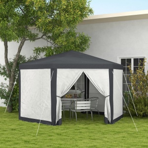 Pavilion de gradina hexagonal Re-Bloom, metal/poliester, 3.94x3.94x2.5 m, latura 200 cm, stresina 197 cm, gri - Verificat A · Re-Bloom - Img 3