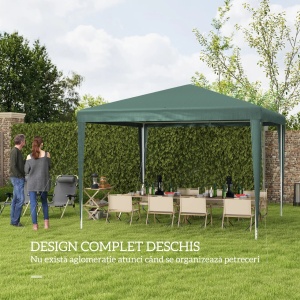 Pavilion de gradina portabil Re-Bloom, otel/PE, 293x293 cm, inaltime acoperis 252 cm, anti UV, 4 corzi+8 tarusi inclusi, verde - Verificat A · Re-Bloom - Img 6