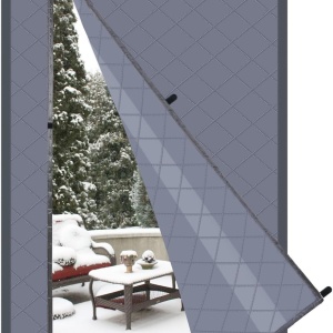 Perdea termoizolanta pentru usa Risareyi, magnetica, poliester, gri, 145 x 205 cm