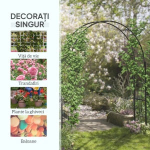 Pergola de gradina arcada 2.23m, metal, 157x40x223 cm, spatiu interior 153x222 cm, bolta de nunta/spalier, negru - Verificat A · Re-Bloom - Img 6