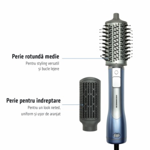 Perie cu aer cald Heinner HAB-R12DC-BL2, Putere 1200W, Motor DC, 2 trepte de putere, Ionizare, Functie aer rece, Albastru/Gri - Img 5