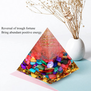 Piramida Orgone cu 11 cristale vindecatoare YORFULL, cristal, multicolor, 6 x 6 cm - Img 5