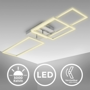 Plafoniera B.K.Licht, LED, metal/acril, alb/crom, 92,8 x 18 x 10 cm