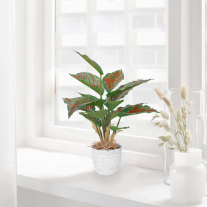 Planta artificiala YunYite, plastic, verde/rosu/maro, 32,5 x 8,5 cm - Img 2