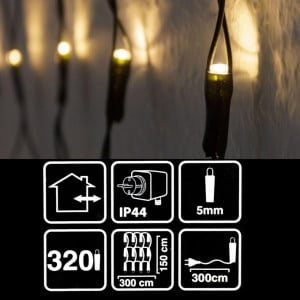 Plasa de lumini cu 320 LED-uri Unbekannt, plastic, alb cald, 3 x 1,5 m - Img 2