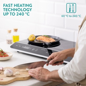 Plita cu inductie dubla 3500W, 2 zone gatit, afisaj tactil, sticla, Negru - Verificat A · Re-Bloom - Img 4