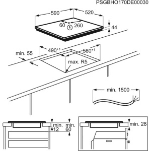Plita incorporabila Electrolux EIV654, Inductie, 4 zone de gatit, Hob2Hood, FlexiBridge, PowerBoost, Control touch, 60 cm, Sticla neagra